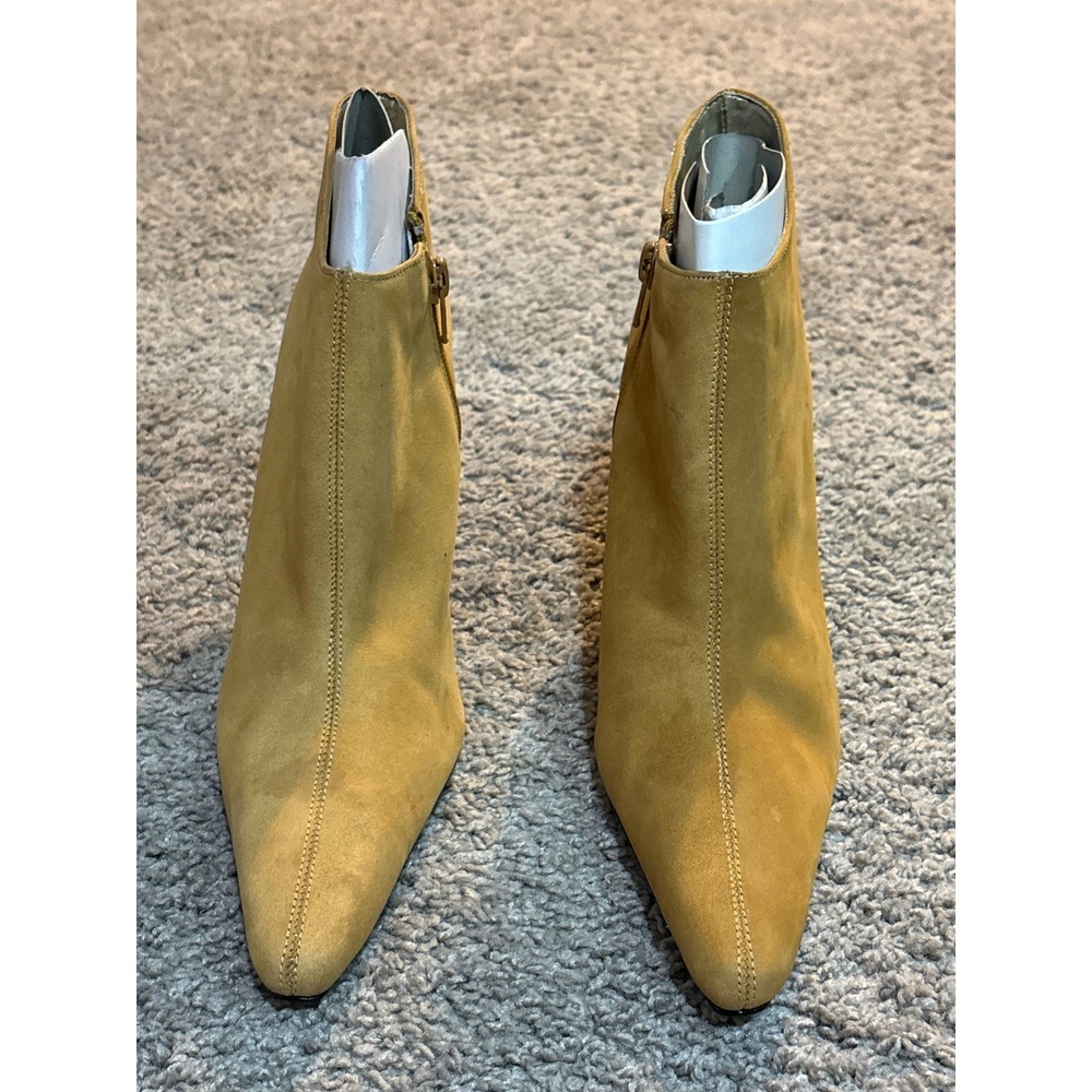 Vintage Y2K Mustard Yellow Newport News Suede Stiletto Ankle Boots Size 6M